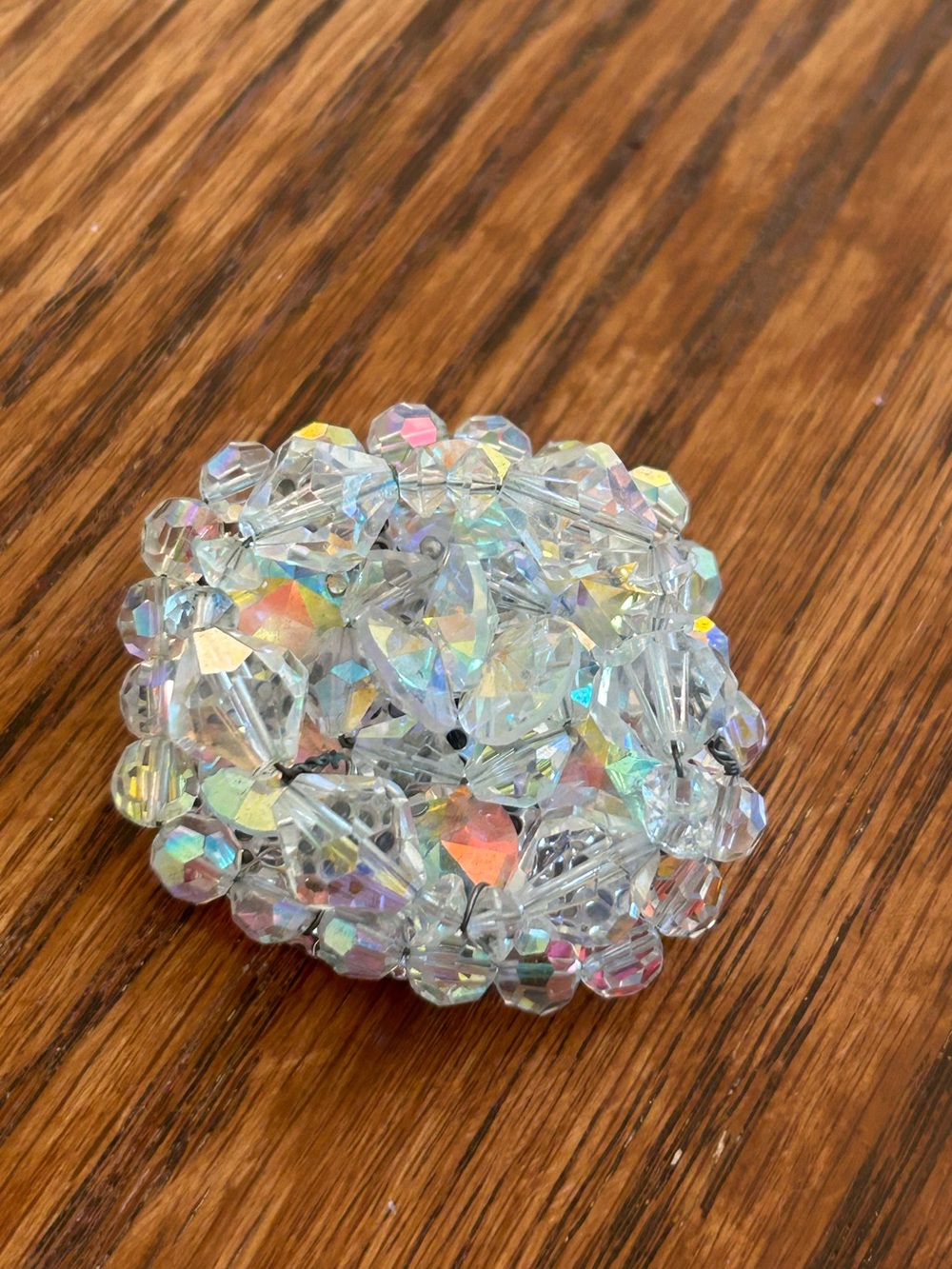 Vintage Aurora Borealis Crystal Cluster Unmarked Pin Brooch